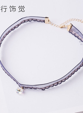 choker缎带炫彩水晶日韩风项链