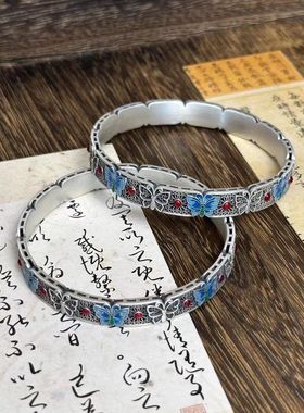 新中式古风蝴蝶手镯女百搭民族风清冷感手环小众气质个性设计感手