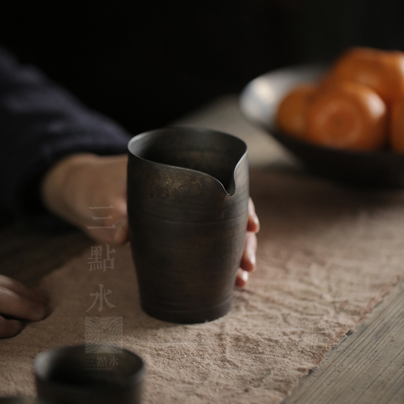 手工薄胎陶瓷公道杯复古粗陶茶海功夫茶具日式分茶器个性茶道配n. - 图1