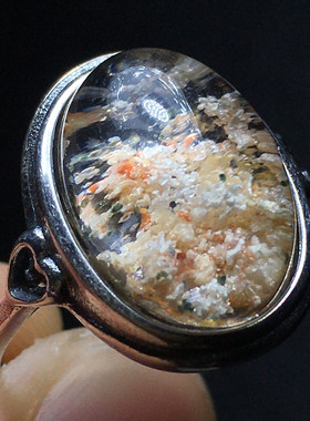 天然绿幽灵镶嵌异象水晶戒指