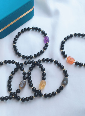 天然金草莓晶手链紫水