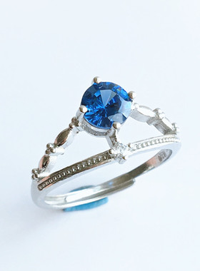 捡漏坦桑色戒指圆形生日礼物水晶