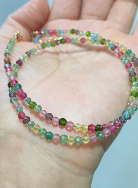 浅变色碧玺色项链超闪百搭礼物