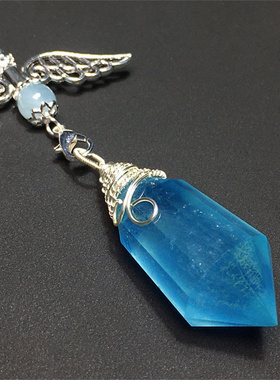 天然闪灵钻双尖水晶挂坠