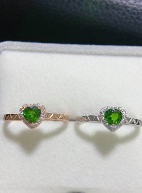 天然透辉石爱心款戒指女百搭礼物