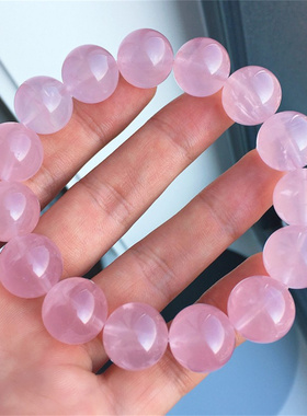 女款天然粉水晶手链简约招桃花