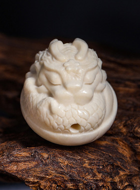 鹿角雕刻单珠配饰小龙蛋吊坠挂件文玩手串配件钥匙扣手工diy饰品
