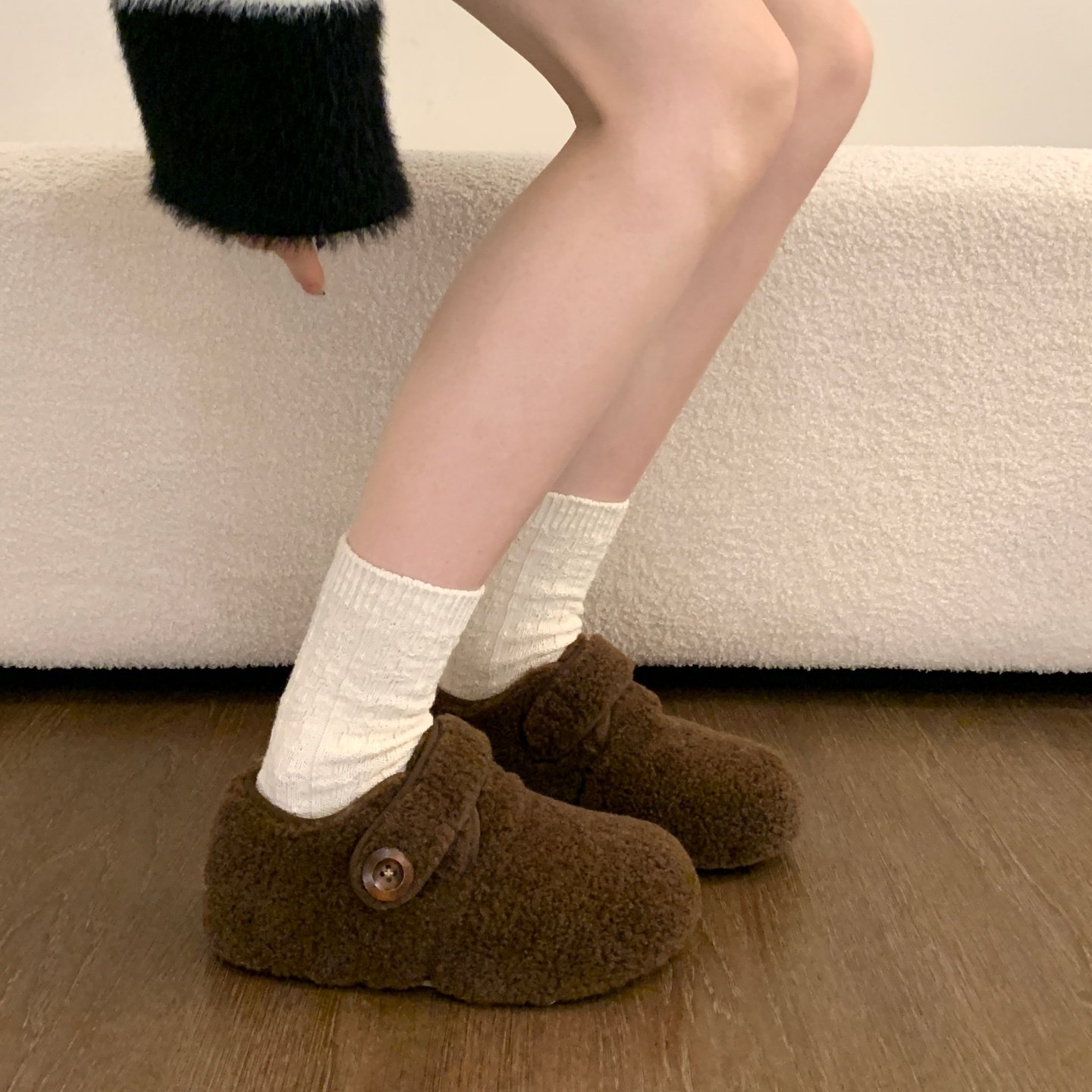 巨好看厚底内增高加绒勃肯鞋玛丽珍毛毛鞋女2025新款冬雪地靴棉鞋,淘宝优惠券,粉丝福利购,淘宝优惠卷