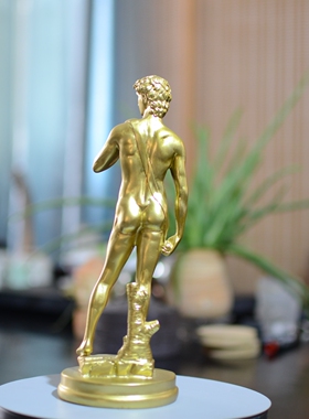 金色大卫雕像全身小摆件可定制欧式装饰米开朗基罗雕刻大卫雕塑