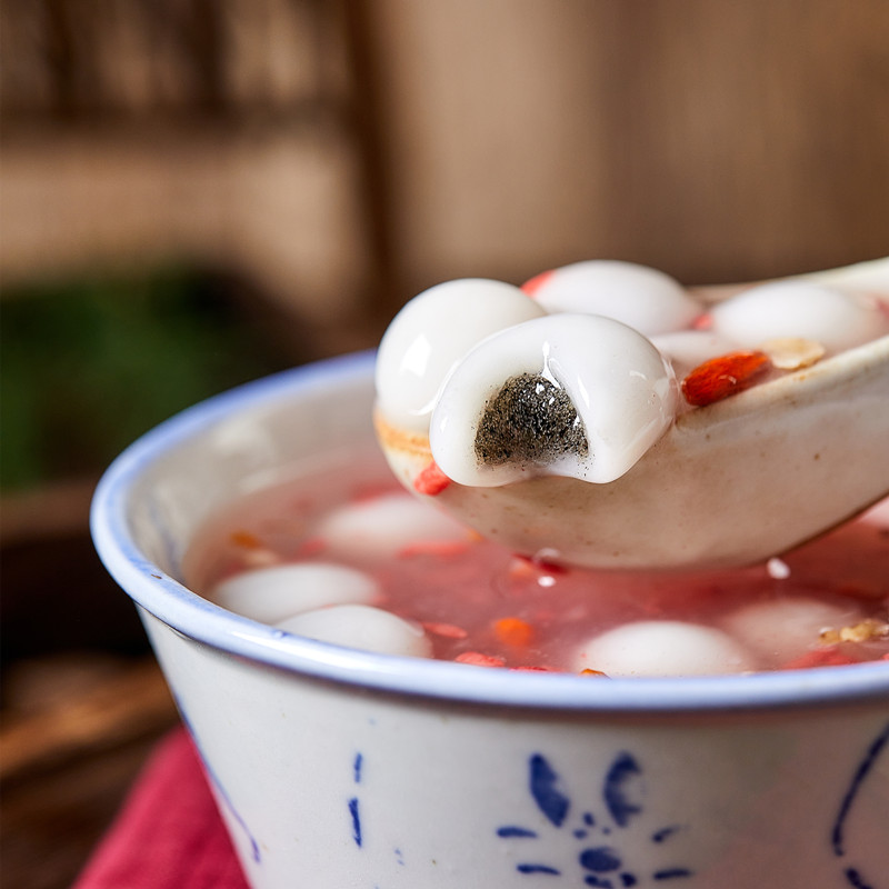 三雪桂花酒酿核桃羹黑芝麻馅红曲米核桃羹小圆子汤圆元宵宁波特产 - 图2