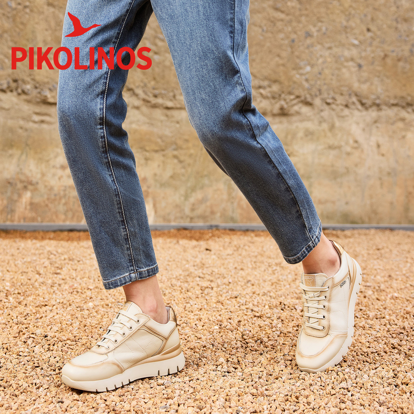 Pikolinos派高雁秋季牛皮/羊皮深口平底拼色系带运动鞋PL240202,淘宝优惠券,粉丝福利购,淘宝优惠卷