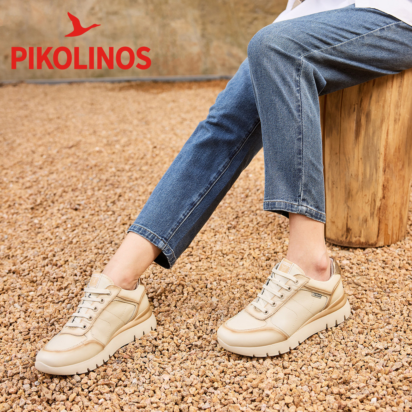 Pikolinos派高雁秋季牛皮/羊皮深口平底拼色系带运动鞋PL240202,淘宝优惠券,粉丝福利购,淘宝优惠卷