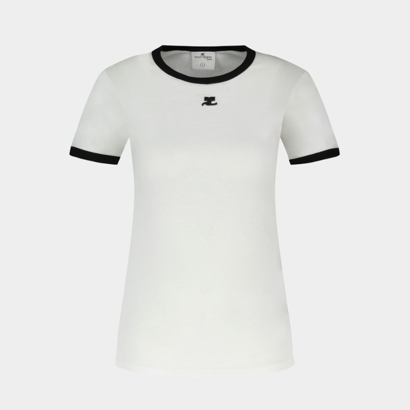 老】活希源 Courreges T-Shirt Signature Contrast 棉质T恤 - 图0