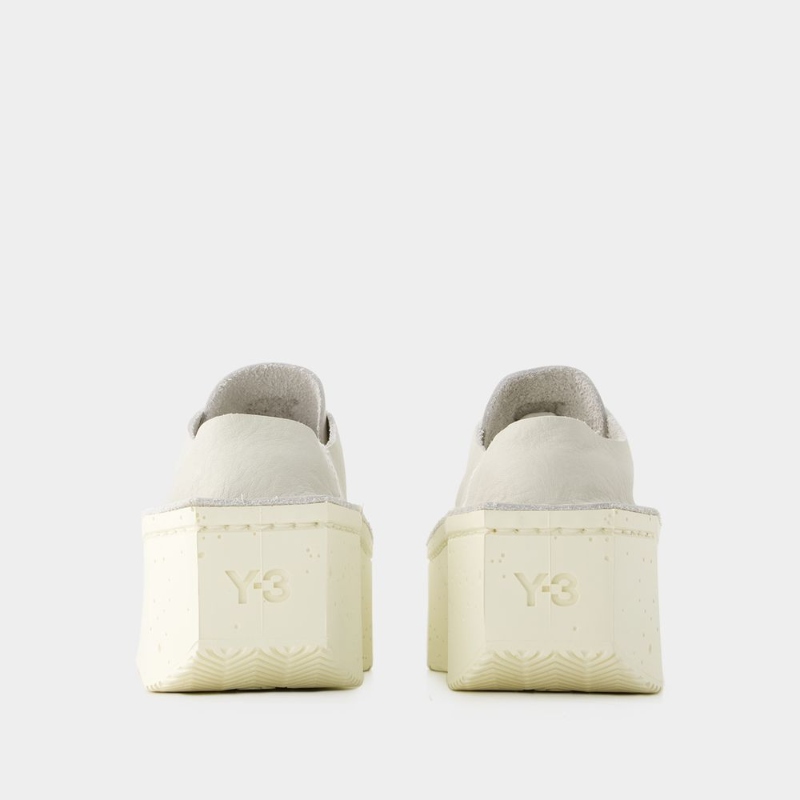 Y-3 Renga Lo Sneakers 白色厚底小牛皮厚底绑带运动鞋 - 图1