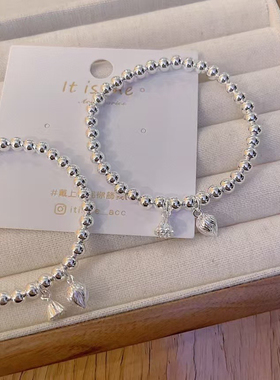 手工足银999.9手串弹力绳经典手链实心吊坠不过时纯银饰品