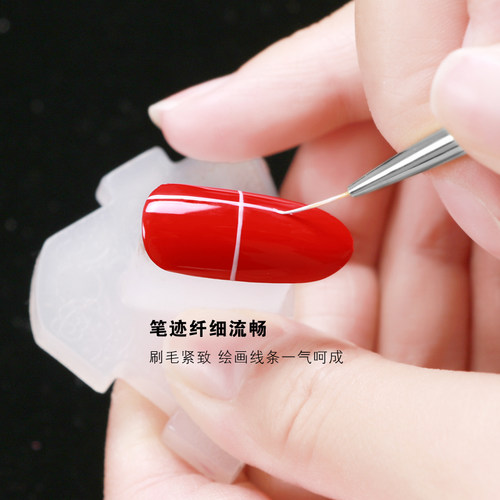 美甲细毛拉线笔指甲彩绘点画笔甲油胶勾线笔金属笔杆三支装彩绘笔 - 图2