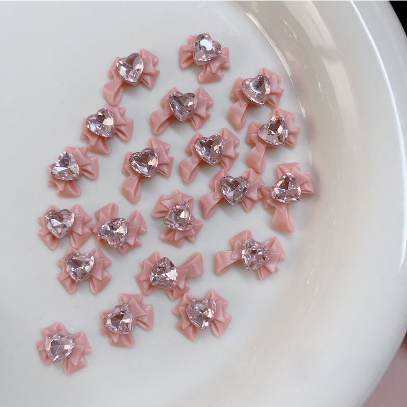 新款美甲网红爆款蝴蝶结豆沙粉龙心蝴蝶结爱心甜心少女粉美甲饰品,淘宝优惠券,粉丝福利购,淘宝优惠卷