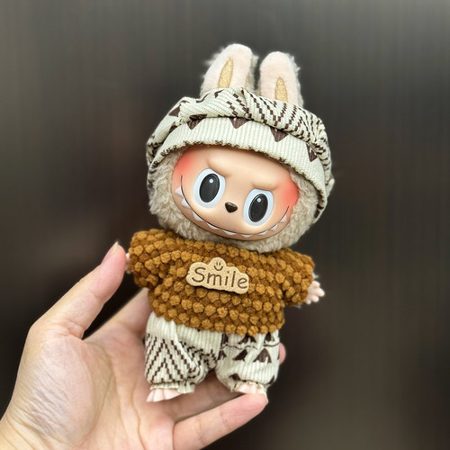 labubu娃衣一二代17cm拉布布衣服搪胶挂件毛绒公仔裙子娃衣衫套装 - 图1