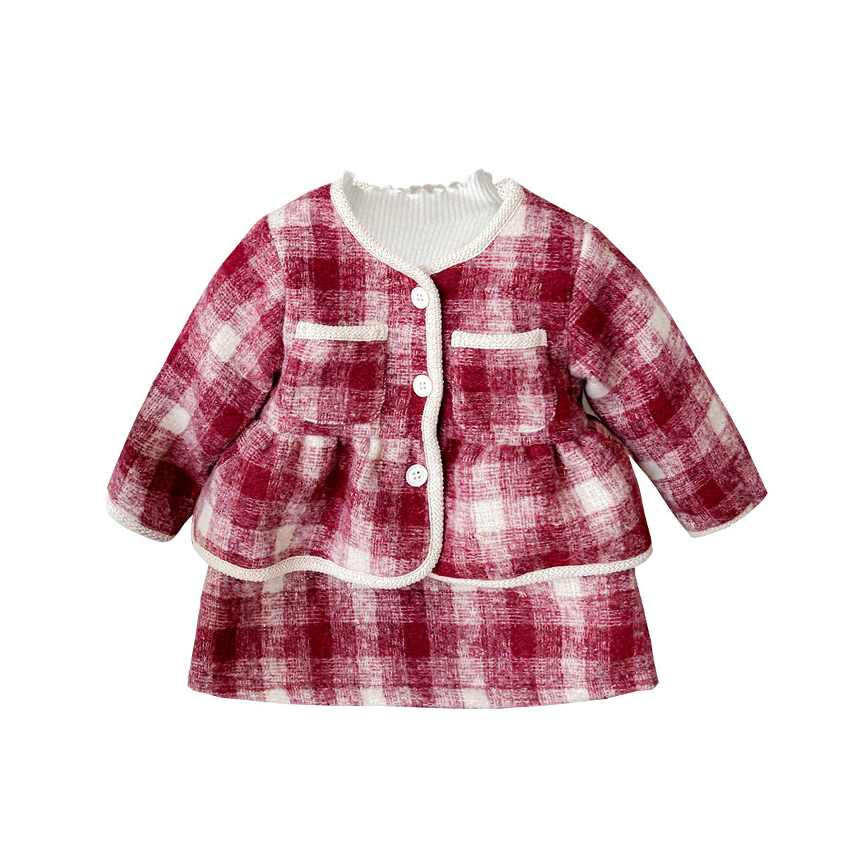 儿童棉服女童小香风外套小童上衣女宝宝外穿洋气三件套,淘宝优惠券,粉丝福利购,淘宝优惠卷