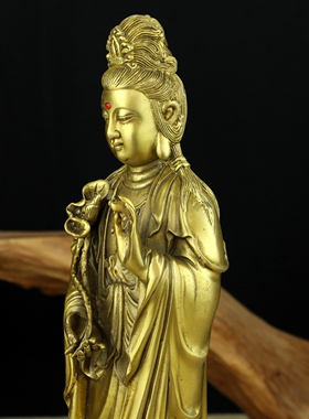纯黄铜佛像西方三圣大势至菩萨