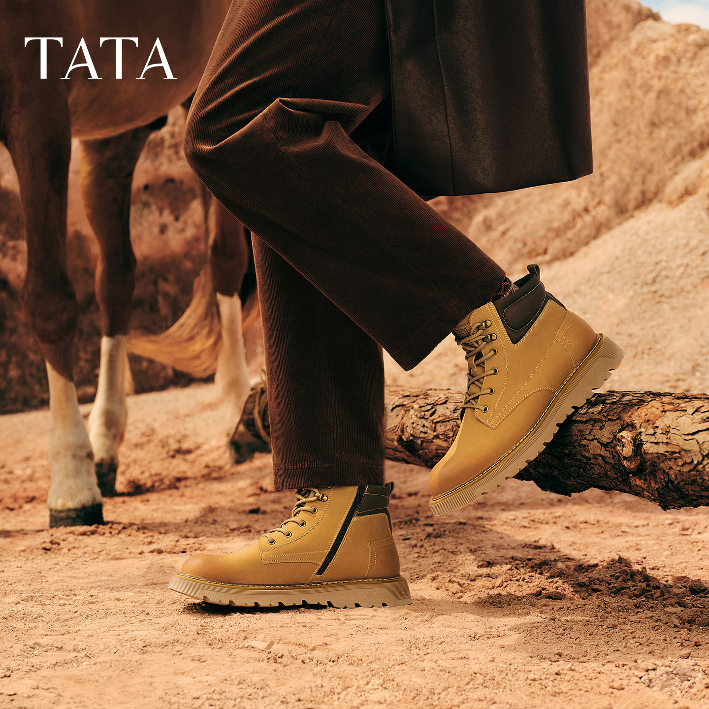TATA他她男鞋工装鞋户外休闲鞋加绒保暖低帮马丁靴2025冬VPK01DD5 - 图1