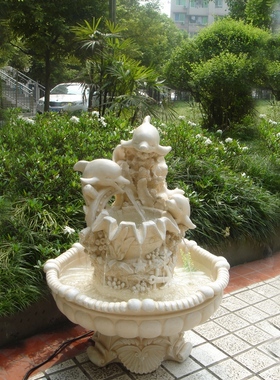 庭院大厅鱼池动物户外喷泉摆件