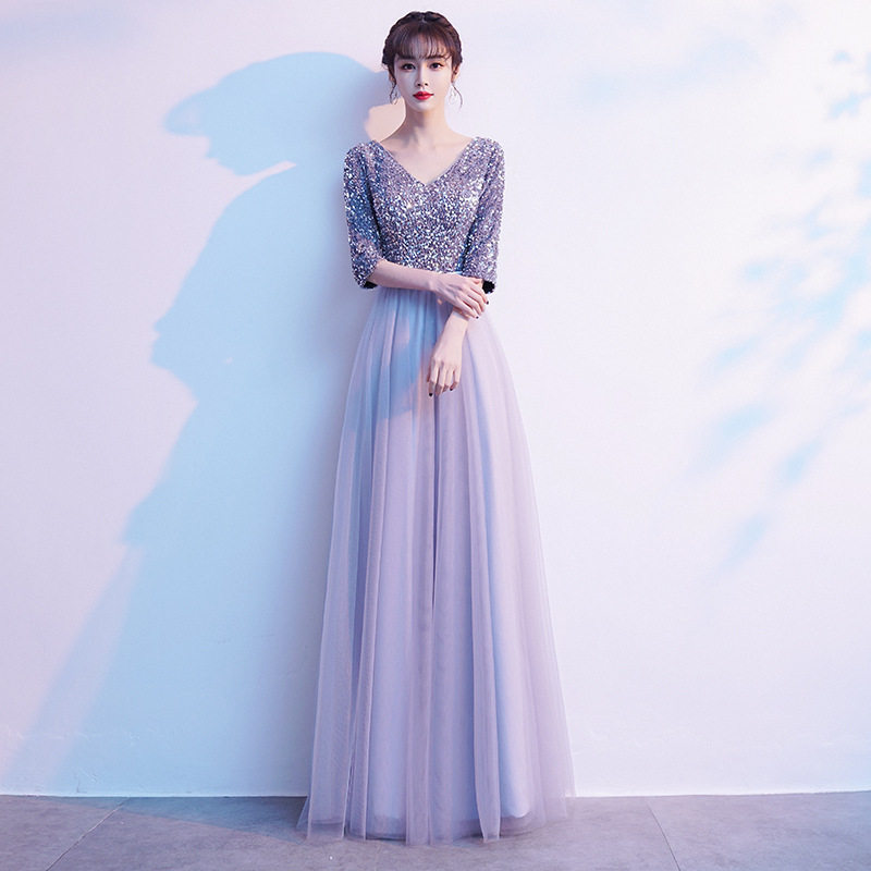 晚礼服2025新款主持人舞台表演服装修身气质女王年会宴会小礼服女 - 图0