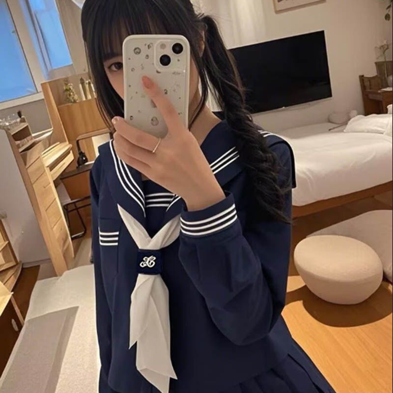 樱漫野三本正统JK制服基础正版学院风jk日系风校中间水手服套装 - 图2