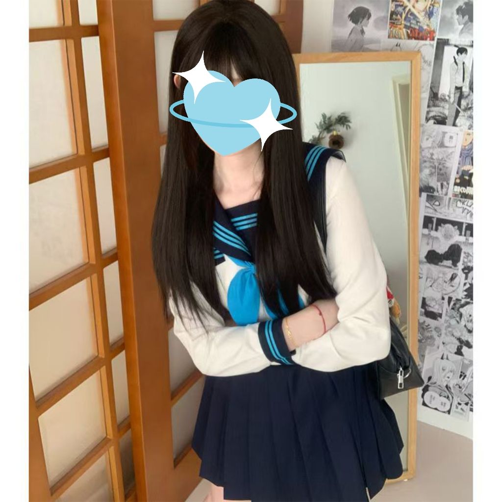 仙雅雪原创jk制服水手服正版日系校供学院风女学生中间少女套装 - 图0