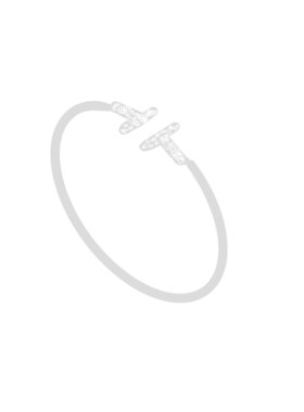 【高版】满钻双t手镯18K金钻石白贝母开口光面款半钻玫瑰金t字