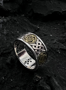 护身符龙图腾银指环男925戒指