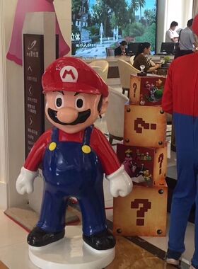 玻璃钢卡通超级玛丽马里奥雕塑