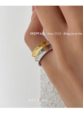 deepfall双色开口小宽新潮款尾戒