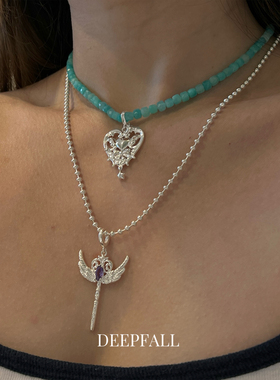DEEPFALL •原创纯银s925梦幻爱心天使星星吊坠项链