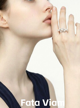 FataViams925银葡萄珍珠锆石开口食指戒指轻奢气质高级感饰品女