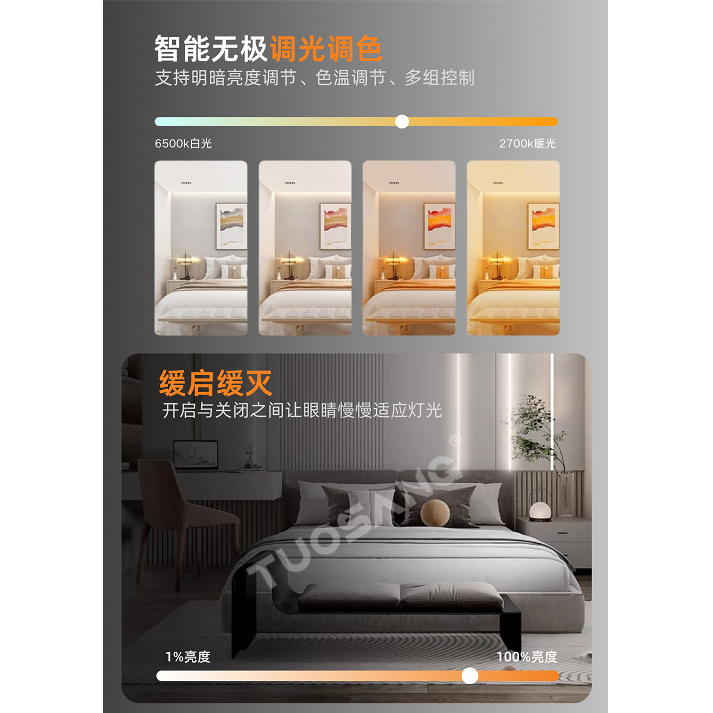 Smart cabinet linear light strip controller Bluetooth mesh2.0 single and double color temperature smart light strip driver 12/24v