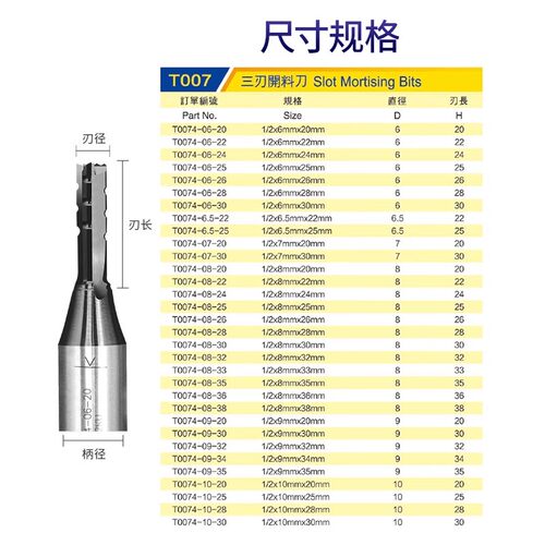 川木刃刀 三刃合金开料开槽修边刀头数控雕刻机木工刀具铣刀T007 - 图3