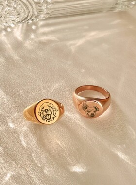 小众宠物周边定制照片diy戒指猫咪狗狗头像来图私人铜ring纪念