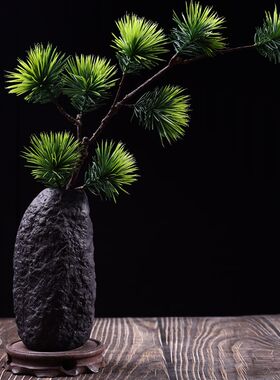 发泡松枝花瓶装饰品摆件迎客松