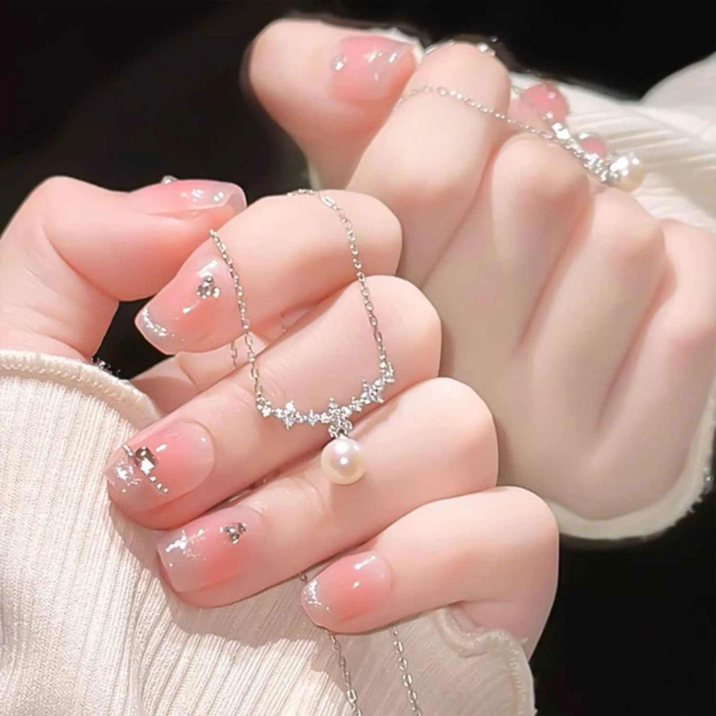 「春日樱花」花朵锆石珍珠S925纯银项链高级感轻奢小众锁骨链礼物