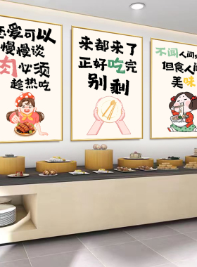 饭店墙面装饰画食堂氛围布置海报标语员工餐饮就餐文化墙贴画