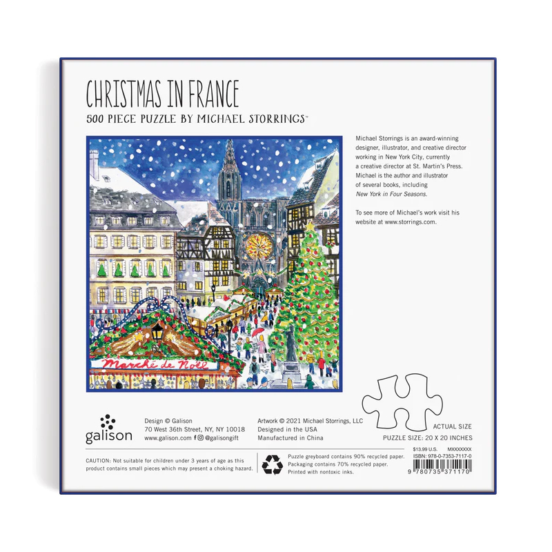 Hon8uoH 法国的圣诞 500片艺术插画拼图 生日圣诞礼物 美国购 - 图0