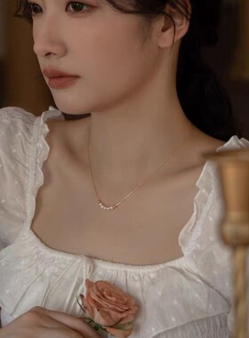 淡水珍珠项链 14K包金轻奢锁骨链 ins风百搭颈链女
