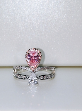 925银镀彩金高碳钻石女钻石戒指