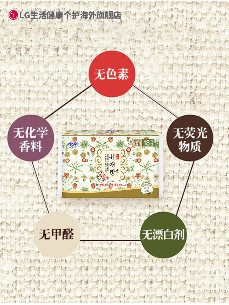 韩国LG 贵艾朗贵爱娘中草药 卫生巾正品姨妈巾 日用组合装108片,淘宝优惠券,粉丝福利购,淘宝优惠卷