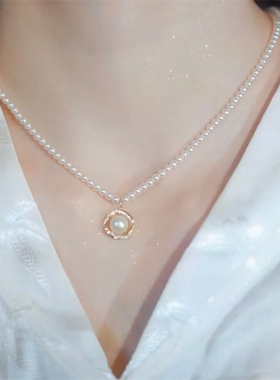 复古时尚小米珠珠项链珍珠锁骨链