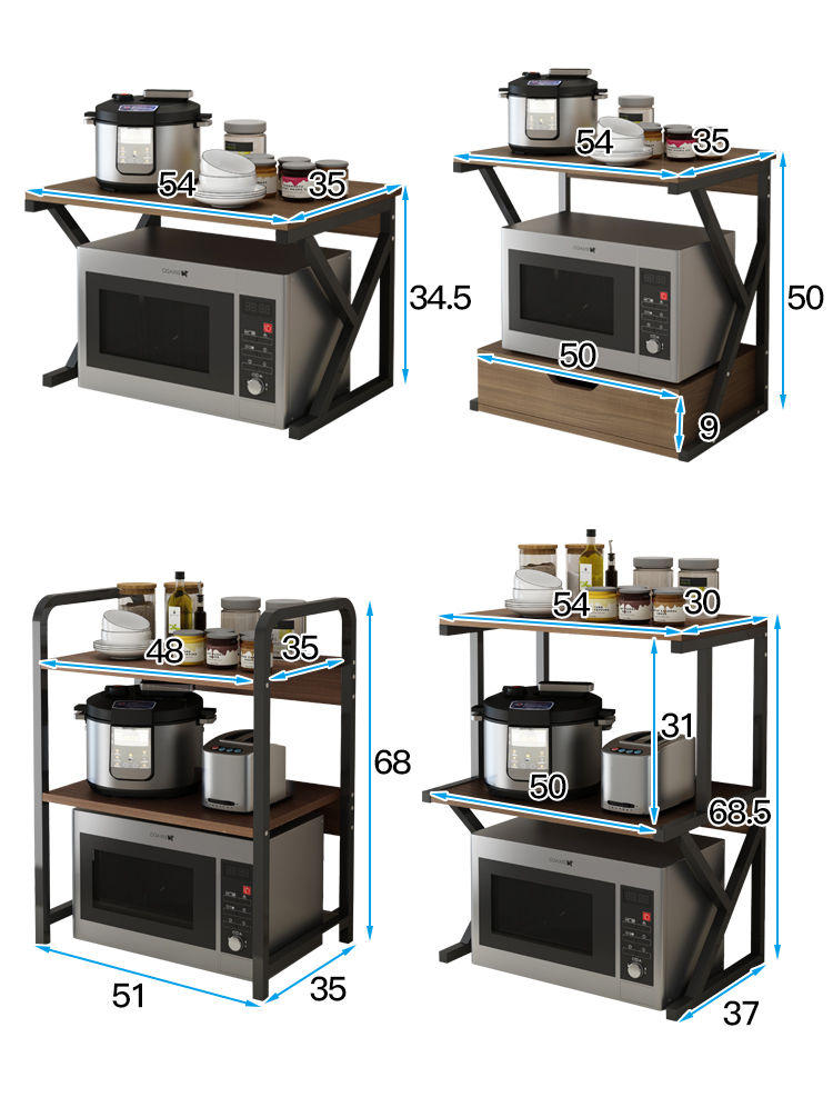 厨房置物架落地多层收纳架台面双层烤箱架子厨房用品微波炉置物架_家和苑日用家居馆_居家日用-第3张图片-提都小院