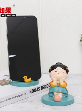 西安文创唐仕女摆件创意可爱国潮宋小卿手机支架民国唐小圆装饰品