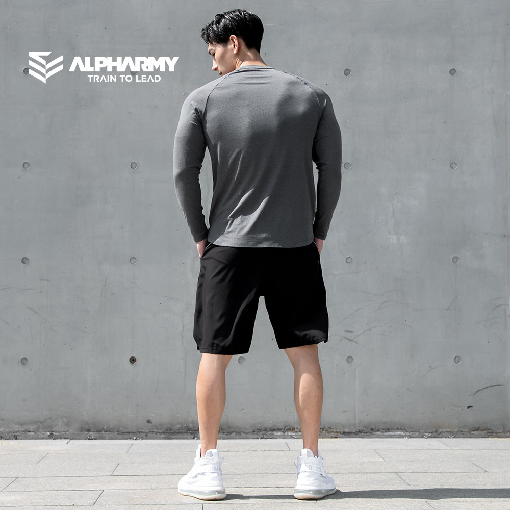Alpharmy健身长袖男宽松速干训练上衣纯色肌肉修身打底衫跑步T恤,淘宝优惠券,粉丝福利购,淘宝优惠卷