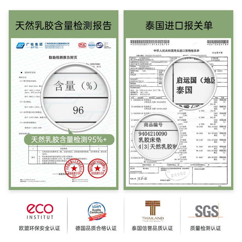 【自营】POKALEN乳胶床垫泰国原装进口正品家用天然橡胶纯乳胶垫 - 图1